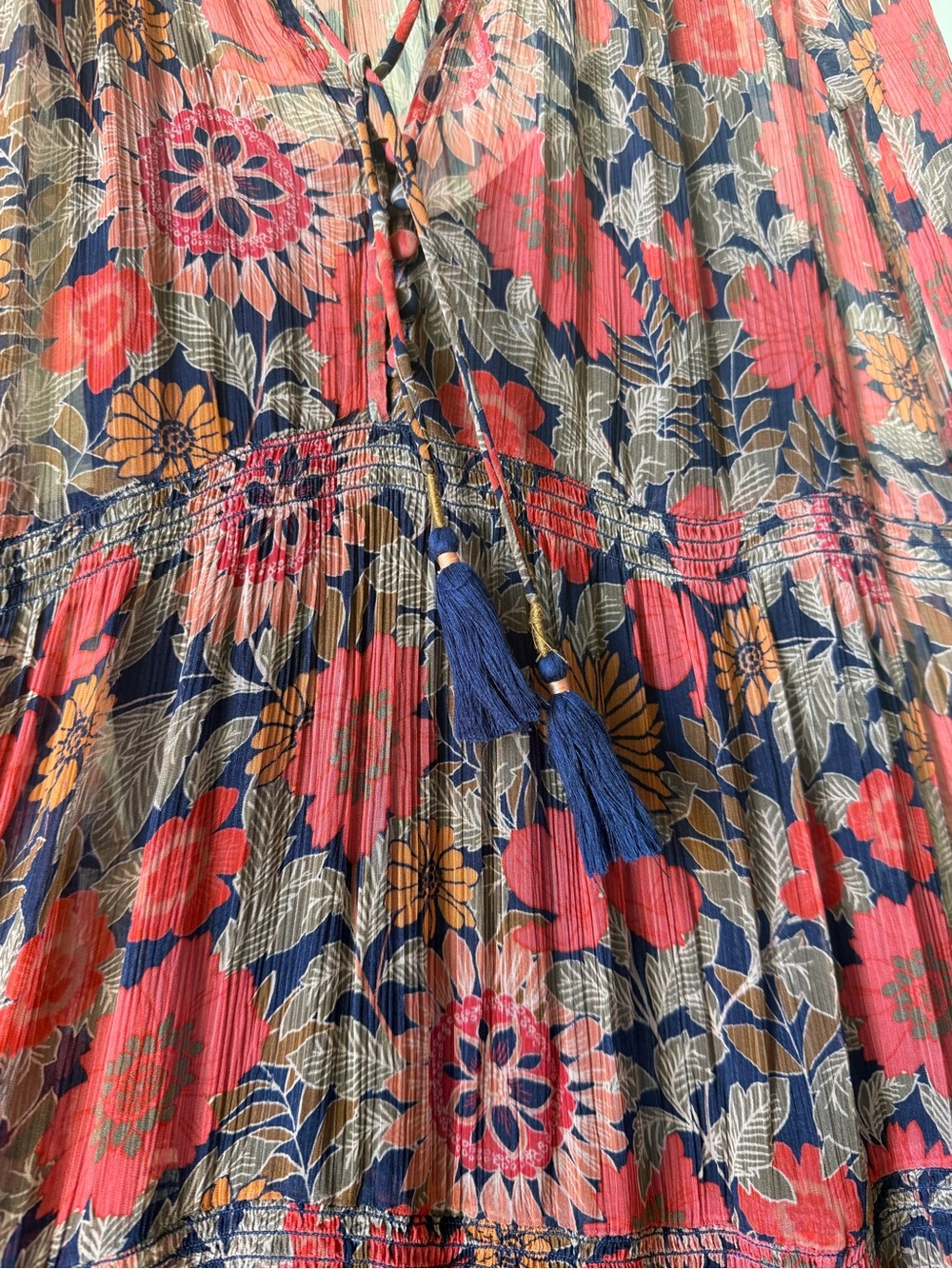 Anthropologie Floral Maxi Dress in Pink and Navy - Picture 4 of 7